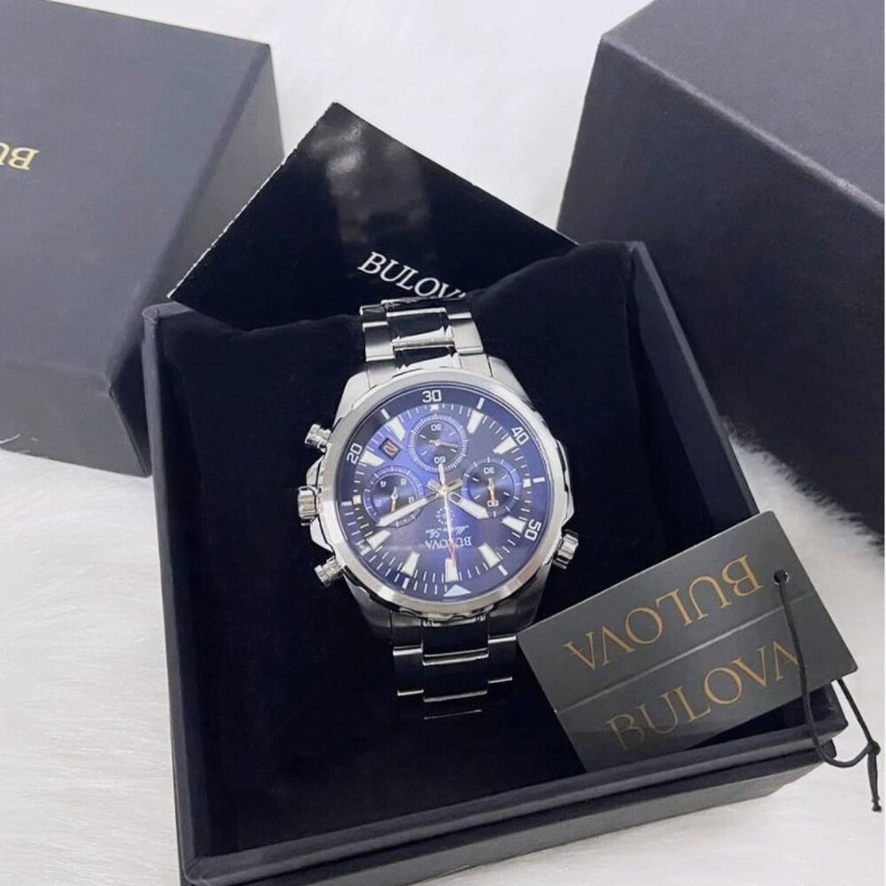 Men New Bulova 43mm Marine Star Stainless Steel Watch